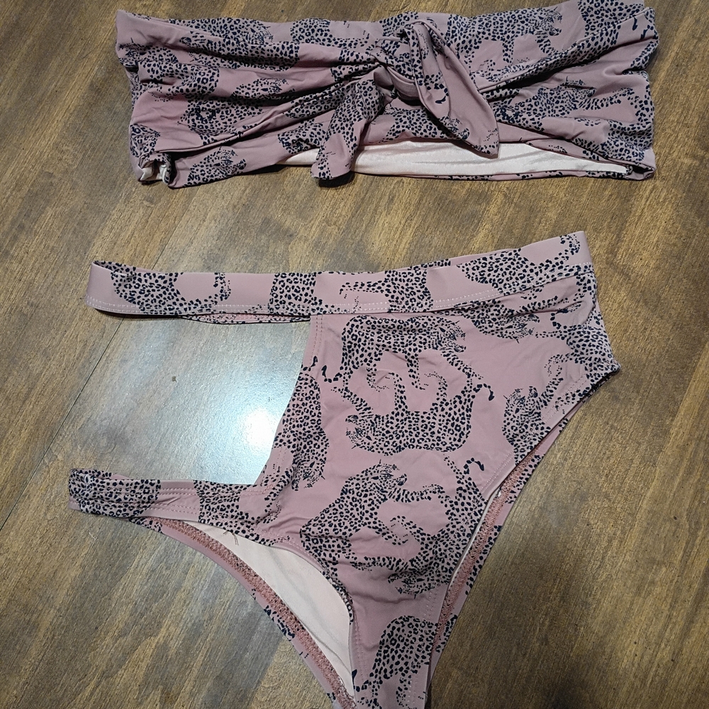 Ris-k Reef Bikini Set in Pink Animal Print